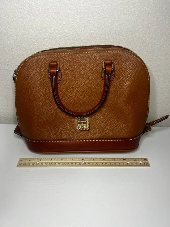 Dooney & Bourke Authenticated Pebble Grain Leather Zip Satchel Cognac Brown Bag - Picture 4 of 9